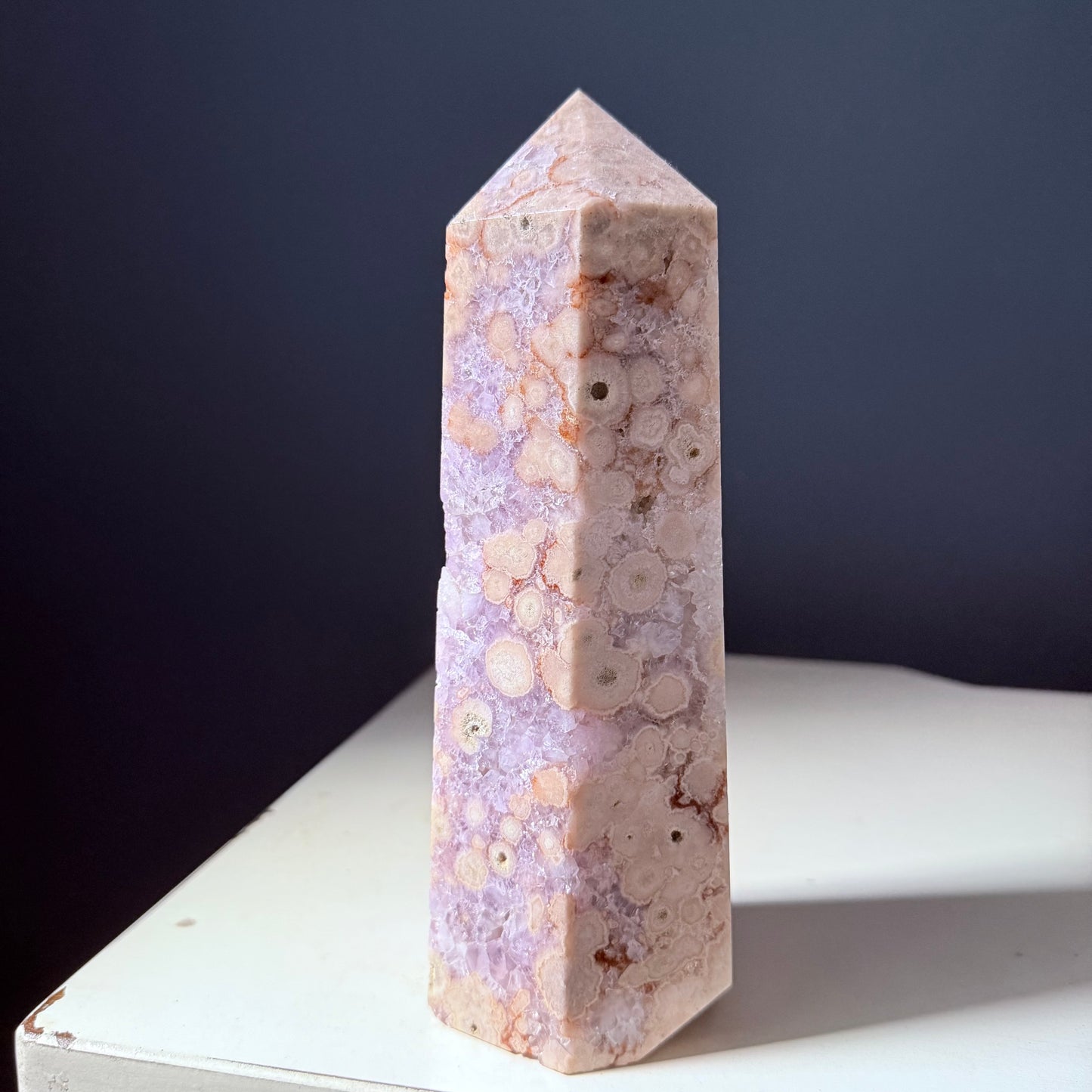 Flower Agate Druzy Crystal Tower Statement Piece