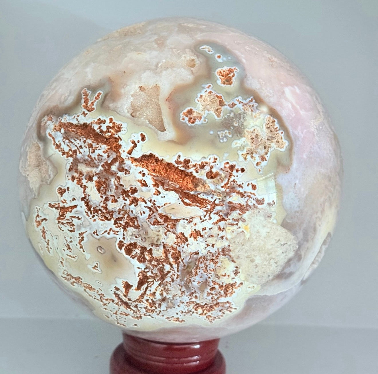 Natural Sugar Druzy Cherry Blossom Agate Crystal Sphere