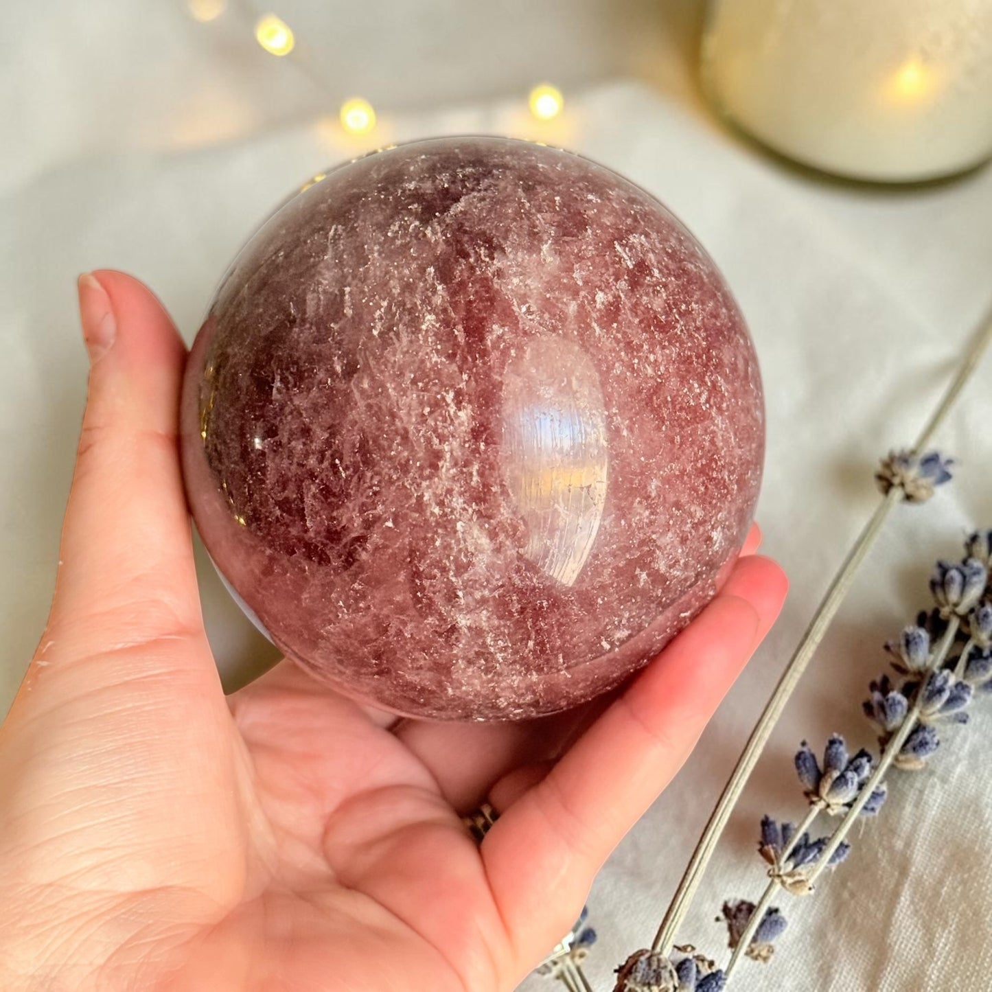 Sparkled Strawberry Quartz Crystal Sphere XXL