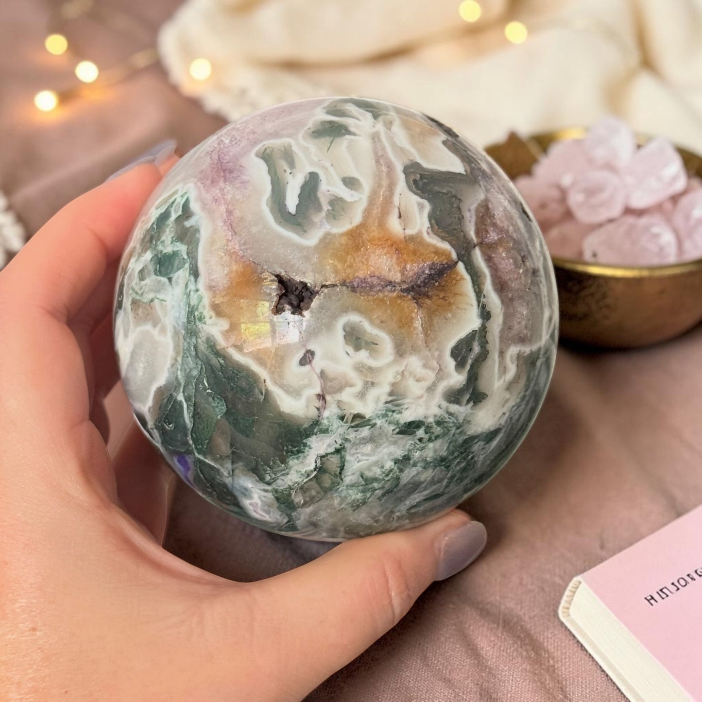Moss Agate Crystal Sphere