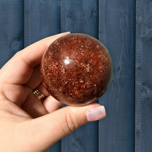 Sparkled Strawberry Quartz Crystal Sphere Med