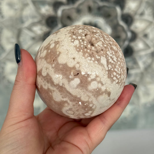 Pink Amethyst & Flower Agate Crystal Sugar Druzy Sphere