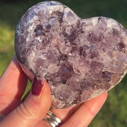 Chunky Ameythyst Crystal Heart Carving