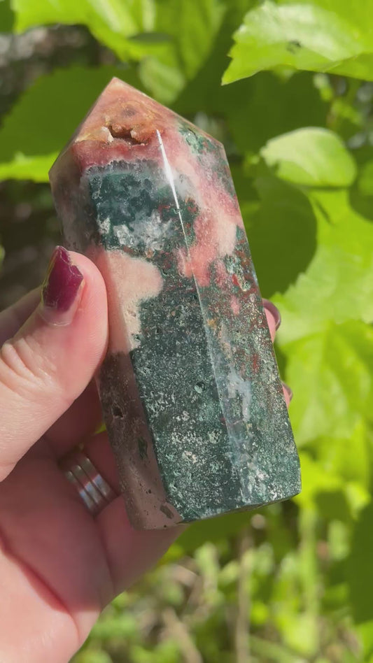 Pink Amethyst & Jasper Crystal Tower