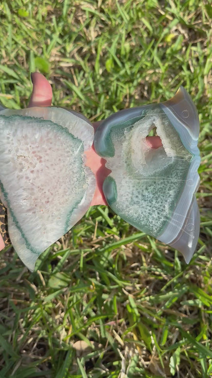 Natural Moss Agate Butterfly Crystal Wings