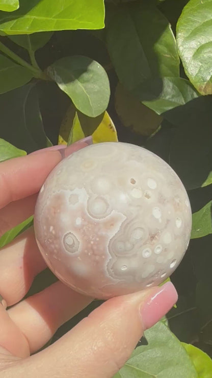 Pink Amethyst & Flower Agate Druzy Crystal Sphere