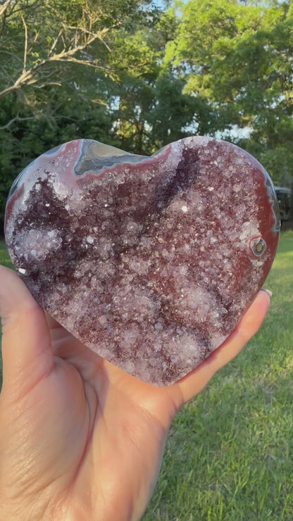 Red Rainbow Ameythyst Crystal Heart Carving