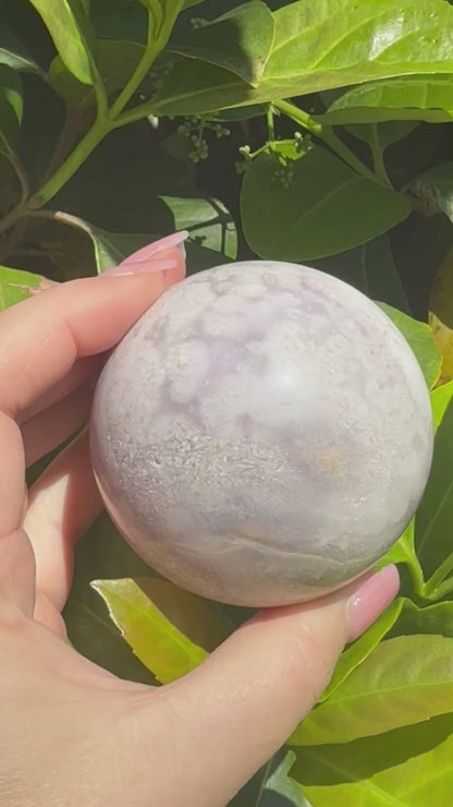 Pink Amethyst & Flower Agate Druzy Crystal Sphere