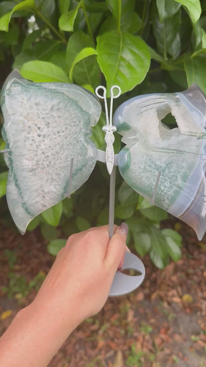 Natural Moss Agate Butterfly Crystal Wings