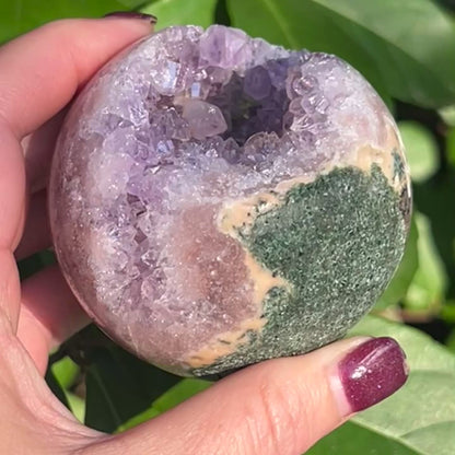 Incredible Druzy Pink Amethyst Crystal Sphere