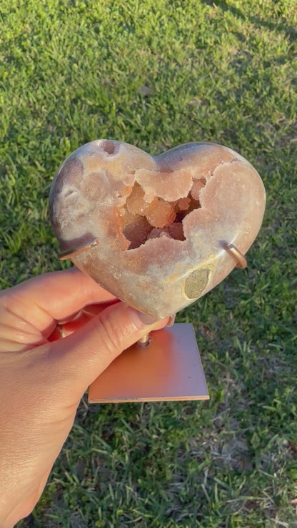 Pink Amethyst Crystal Heart Carving